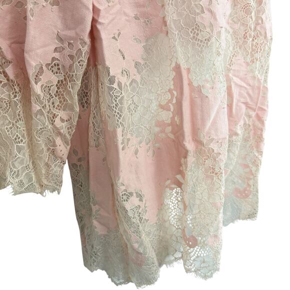 Linea by Louis Dell'Olio Pink Lace Sheer 3/4 Sleeve Womens Top Shirt sz 14 - Picture 2 of 16